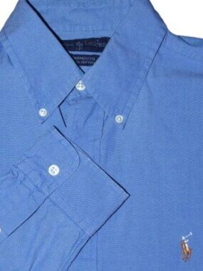 Ralph Lauren Yarmouth Men’s 16-33 Medium Blue Button Down Long Sleeve Shirt